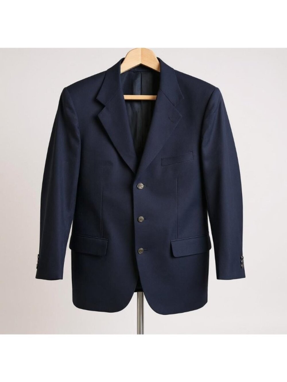 Mens 44 Blazer Navy Blue 100% Pure Wool Jacket Classic Bernhard Altmann Couture
